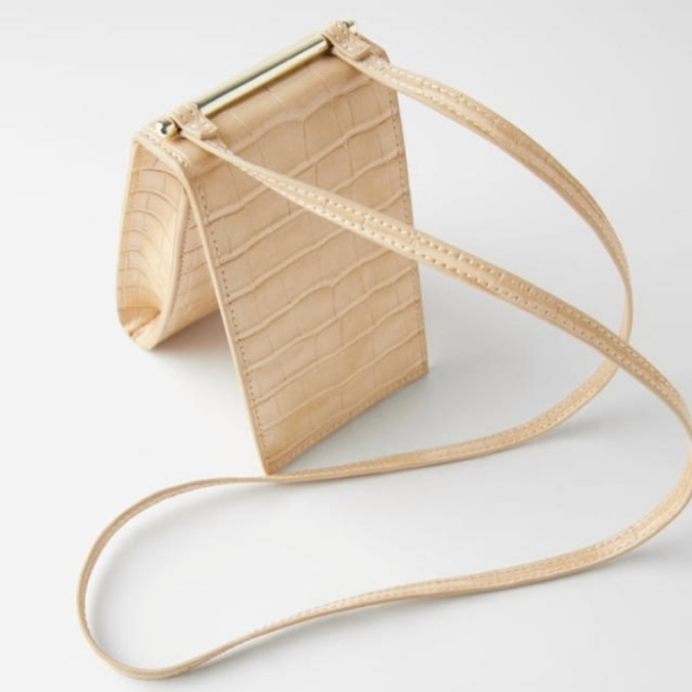 ZARA: Animal Pattern Tan Crossbody Phone Bag